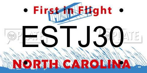 ESTJ30 North Carolina License Plate