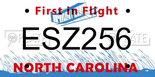 ESZ256 North Carolina License Plate