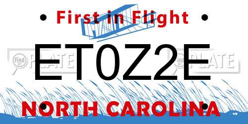 ET0Z2E North Carolina License Plate