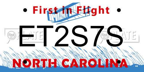 ET2S7S North Carolina License Plate