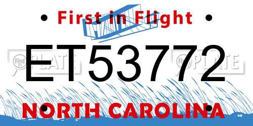 ET53772 North Carolina License Plate