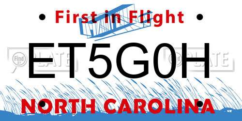 ET5G0H North Carolina License Plate