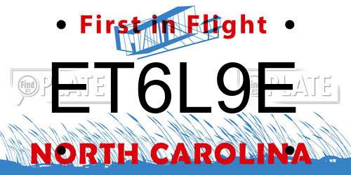ET6L9E North Carolina License Plate