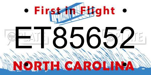 ET85652 North Carolina License Plate