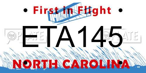 ETA145 North Carolina License Plate