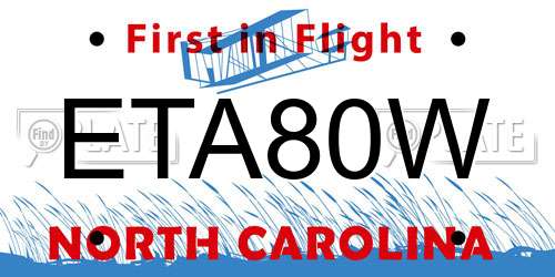 ETA80W North Carolina License Plate