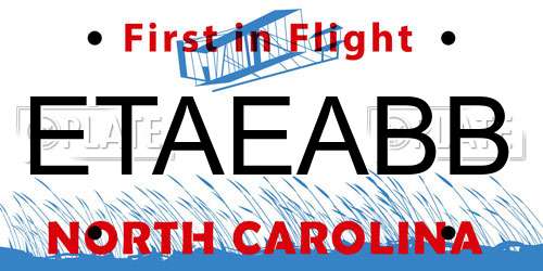ETAEABB North Carolina License Plate