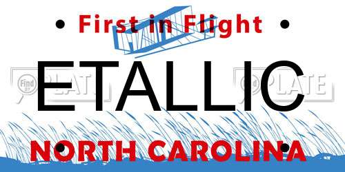 ETALLIC North Carolina License Plate