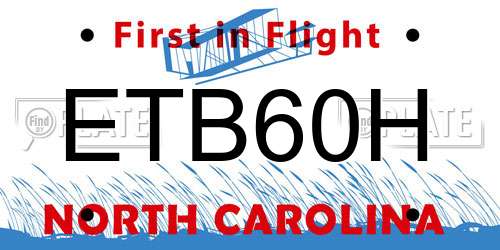 ETB60H North Carolina License Plate