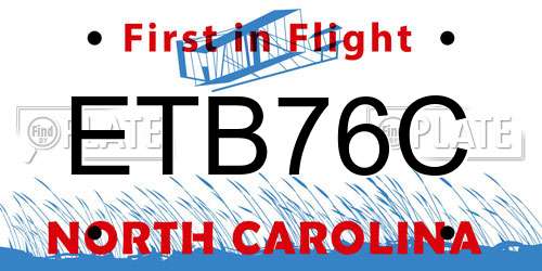 ETB76C North Carolina License Plate