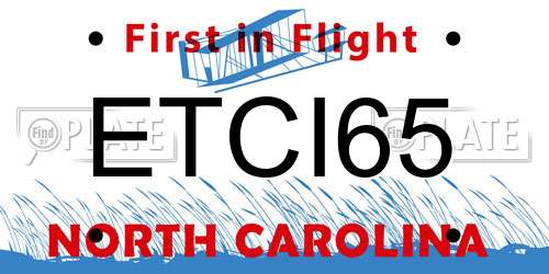 ETCI65 North Carolina License Plate