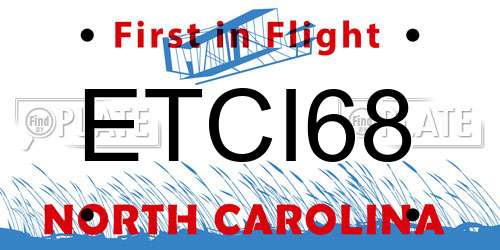 ETCI68 North Carolina License Plate