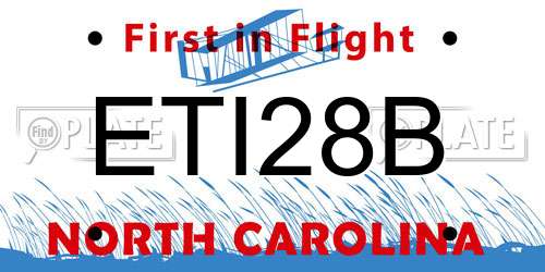 ETI28B North Carolina License Plate