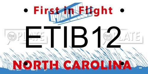 ETIB12 North Carolina License Plate