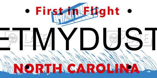 ETMYDUST North Carolina License Plate