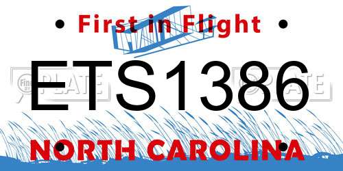 ETS1386 North Carolina License Plate