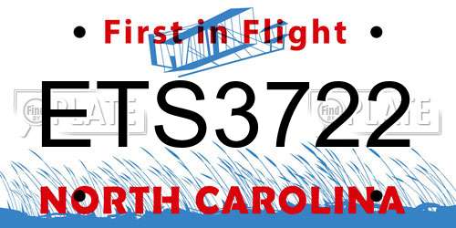 ETS3722 North Carolina License Plate