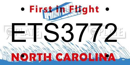 ETS3772 North Carolina License Plate