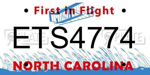 ETS4774 North Carolina License Plate