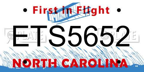 ETS5652 North Carolina License Plate