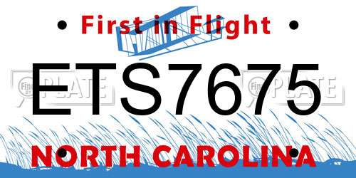 ETS7675 North Carolina License Plate