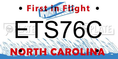 ETS76C North Carolina License Plate