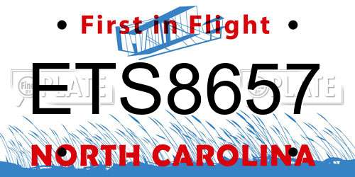ETS8657 North Carolina License Plate