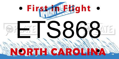 ETS868 North Carolina License Plate