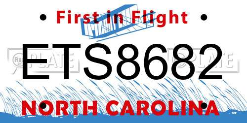 ETS8682 North Carolina License Plate