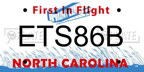 ETS86B North Carolina License Plate