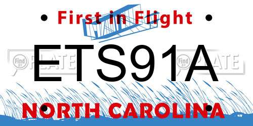 ETS91A North Carolina License Plate