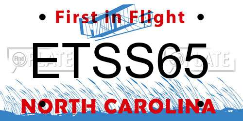 ETSS65 North Carolina License Plate