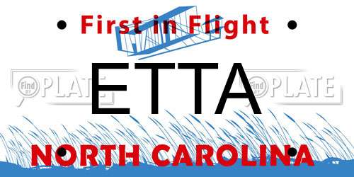 ETTA North Carolina License Plate