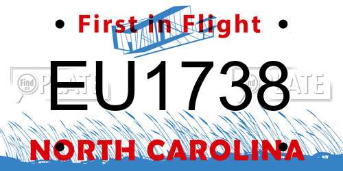 EU1738 North Carolina License Plate