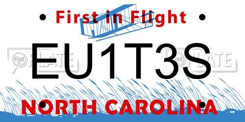 EU1T3S North Carolina License Plate
