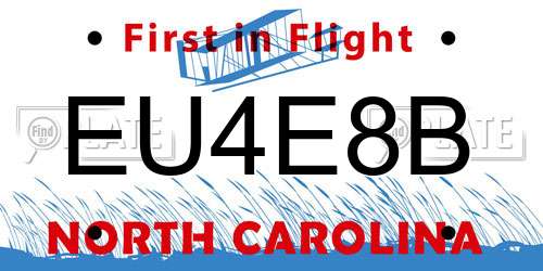 EU4E8B North Carolina License Plate