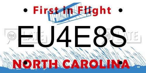 EU4E8S North Carolina License Plate