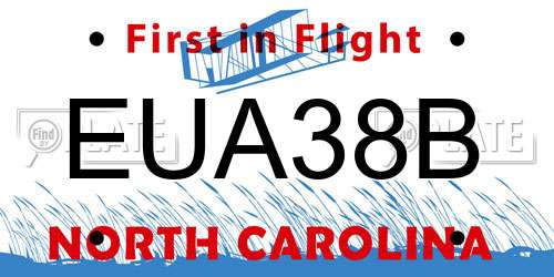 EUA38B North Carolina License Plate
