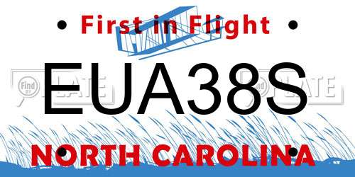 EUA38S North Carolina License Plate