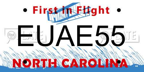 EUAE55 North Carolina License Plate