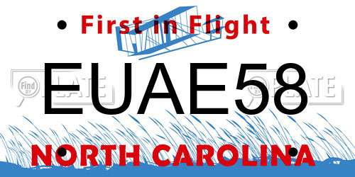 EUAE58 North Carolina License Plate