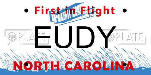 EUDY North Carolina License Plate