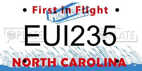EUI235 North Carolina License Plate