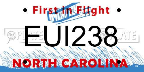 EUI238 North Carolina License Plate