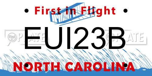 EUI23B North Carolina License Plate