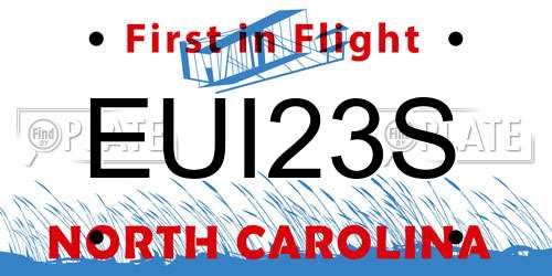 EUI23S North Carolina License Plate
