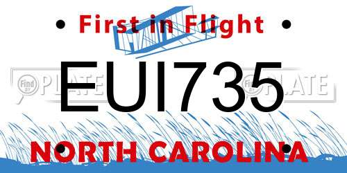 EUI735 North Carolina License Plate