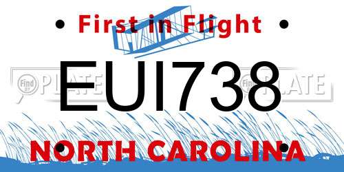 EUI738 North Carolina License Plate