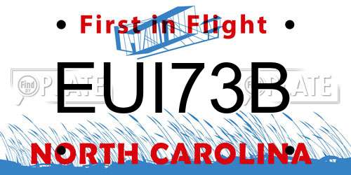 EUI73B North Carolina License Plate