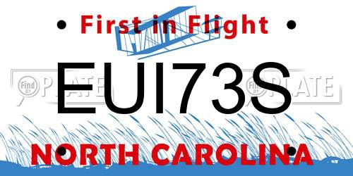 EUI73S North Carolina License Plate